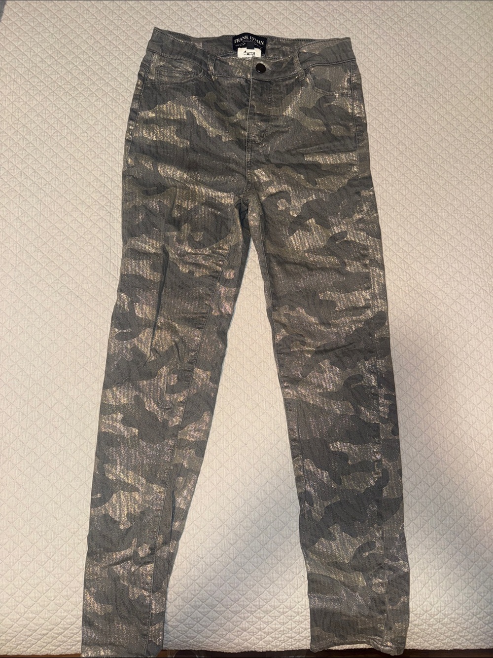 Frank Lyman Design Metallic Silver Gray Camo Jeans- Size Small